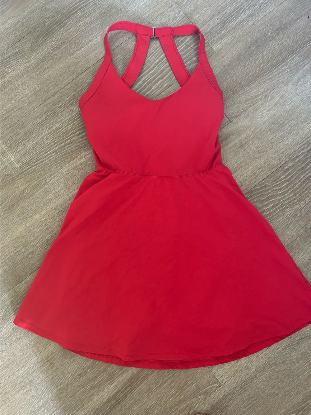Red Scoop Neck Fit-and-Flare Tennis Athletic Dress built in shorts sz medium